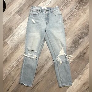 Abercrombie & Fitch Dad Jeans The Skinny High Rise Distressed Denim 27 x 26